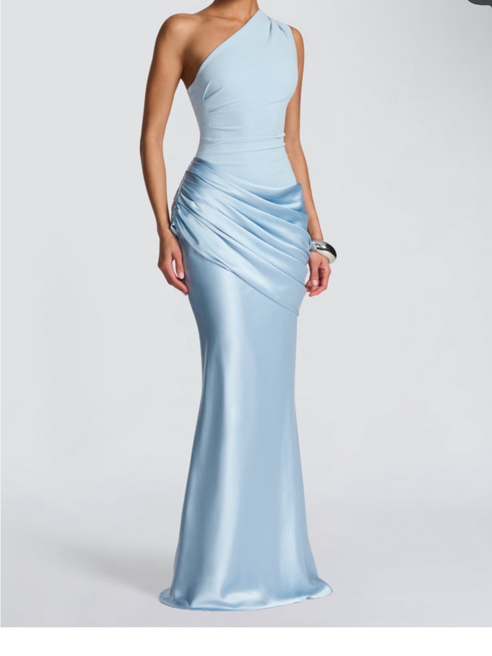 Asymmetric One-Shoulder Maxi Dress in Pale Blue